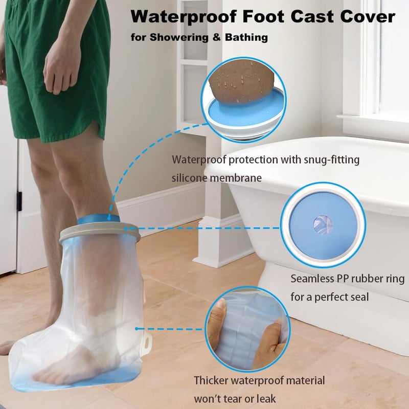 VerdGath Non-Slip Waterproof Foot Cast Covers for Shower Adult, Shower Boot Foot Protector, Adult Cast Protector for Shower Ankle Foot After Surgery(15.75" in. Long) - Image 5
